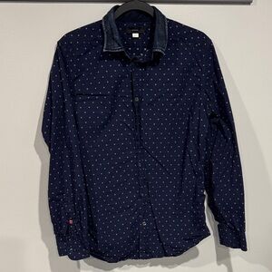 Diesel Dark Blue Patterned Button Down Shirt